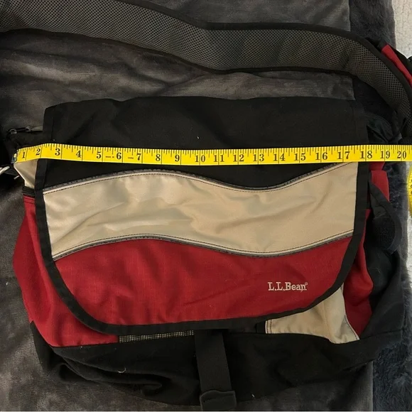 LL BEAN Messenger & Computer Bag Gently Used Black and Red Vintage - Picture 11 of 13
